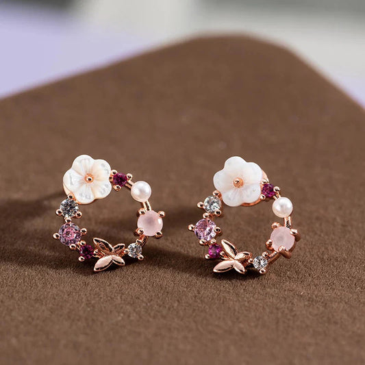 Rose Gold Flower Jewelry Set