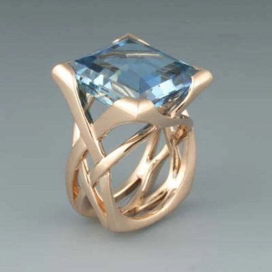 Vintage Rose Gold Zirconia Cocktail Ring