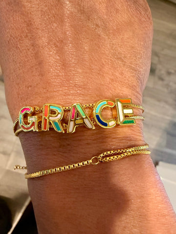 18k Gold G&S Nametag Bracelet - GRACE Bracelet