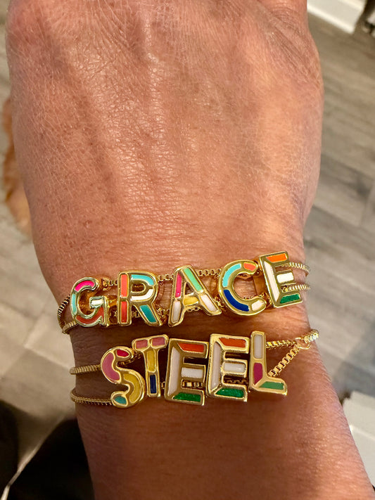 18k Gold G&S Nametag Bracelet - GRACE Bracelet