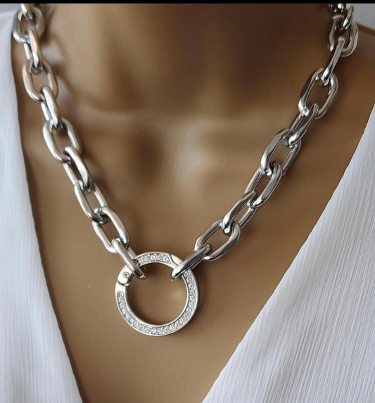 Rhinestone Icon Chain Necklace
