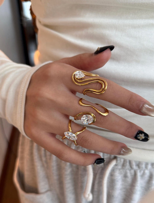 Chunky Gold Adjustable Statement Rings