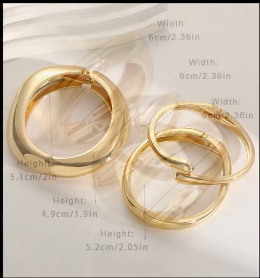 Chunky 14K Gold - Silver Bangle Bracelet