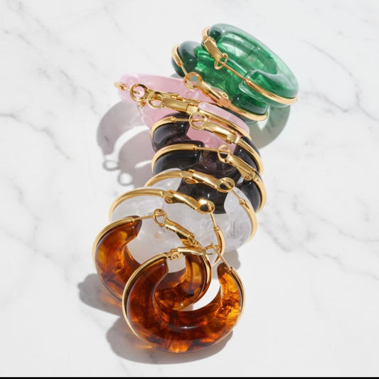 Resin Hoop Stainless Steel Earrings