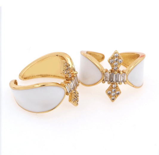 24K Gold Filled Enamel Cross Ring