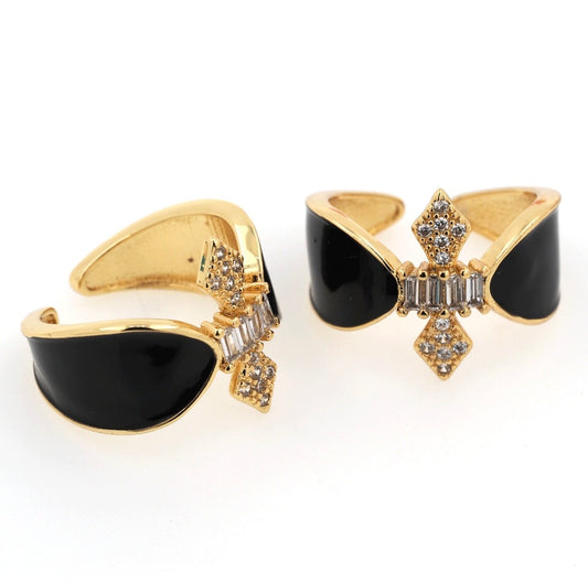 24K Gold Filled Enamel Cross Ring