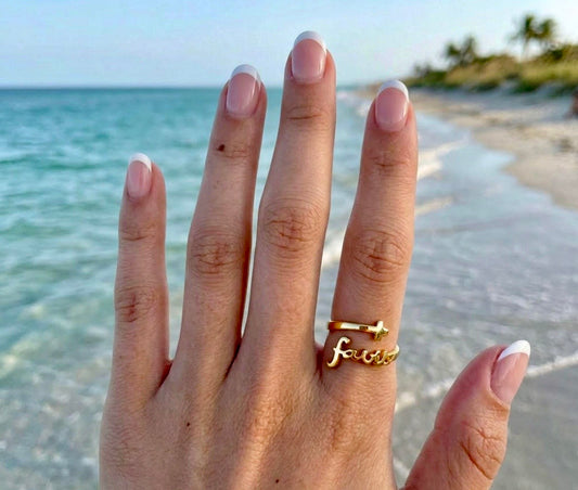 Handmade 18K Yellow Gold Faith Ring