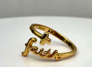 Handmade 18K Yellow Gold Faith Ring