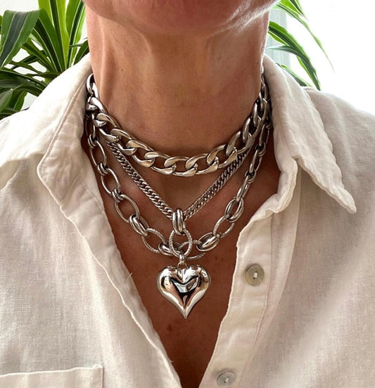 Chunky Layered Heart Necklace