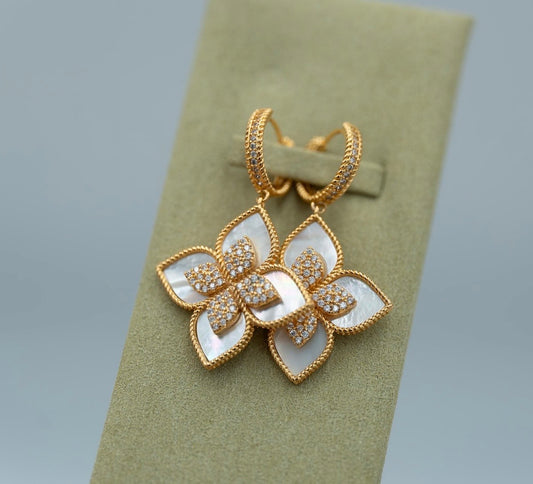 Large Mother of Pearl Hoop Earrings