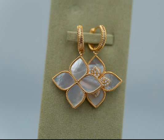 Large Mother of Pearl Hoop Earrings