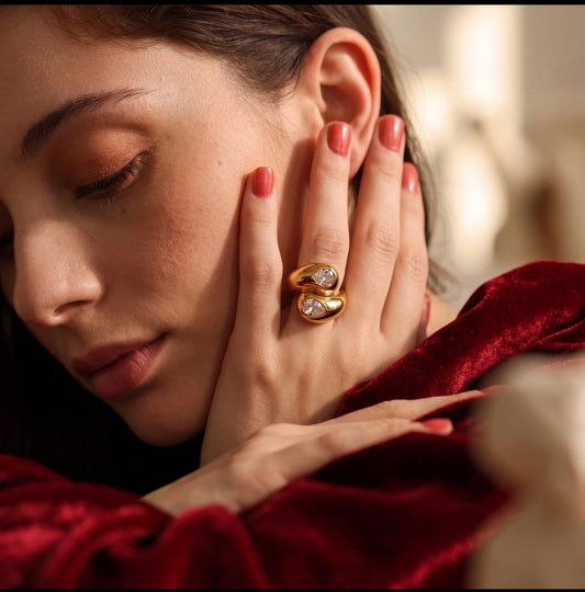 Sculptural Tear Drop Statement Ring
