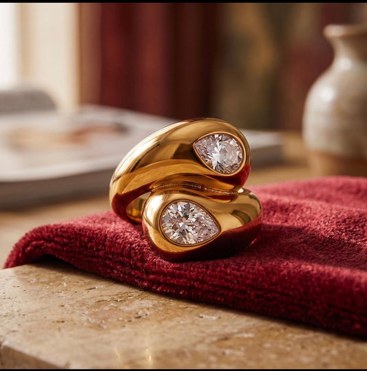 Sculptural Tear Drop Statement Ring