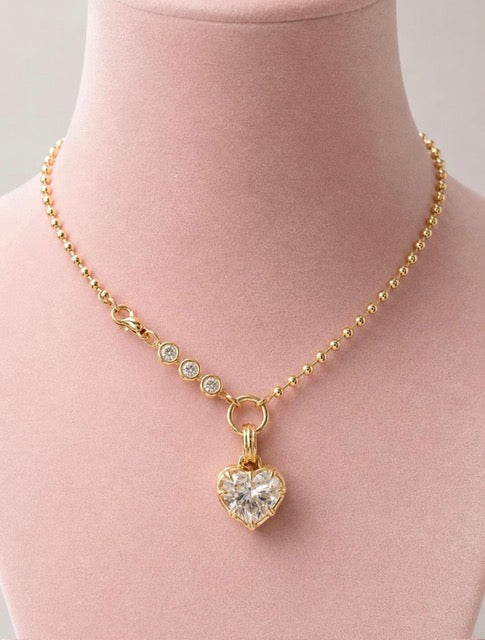 Moissanite Heart Shaped Chain Necklace