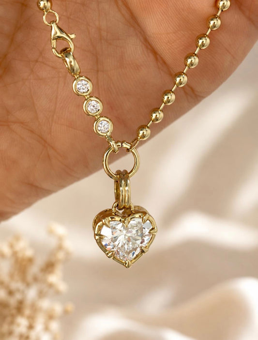 Moissanite Heart Shaped Chain Necklace