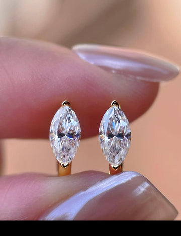 Marquis Moissanite Hoop Earrings