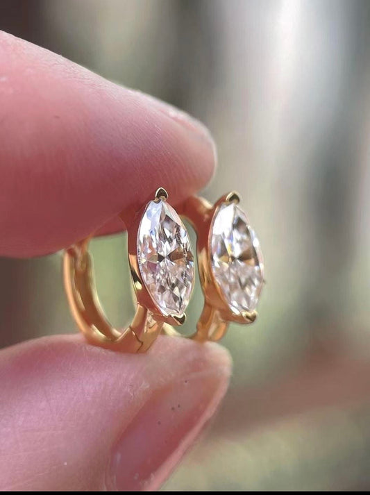 Marquis Moissanite Hoop Earrings
