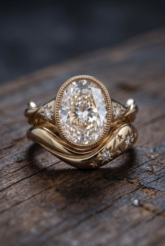 Celestial Starburst Moissanite Ring